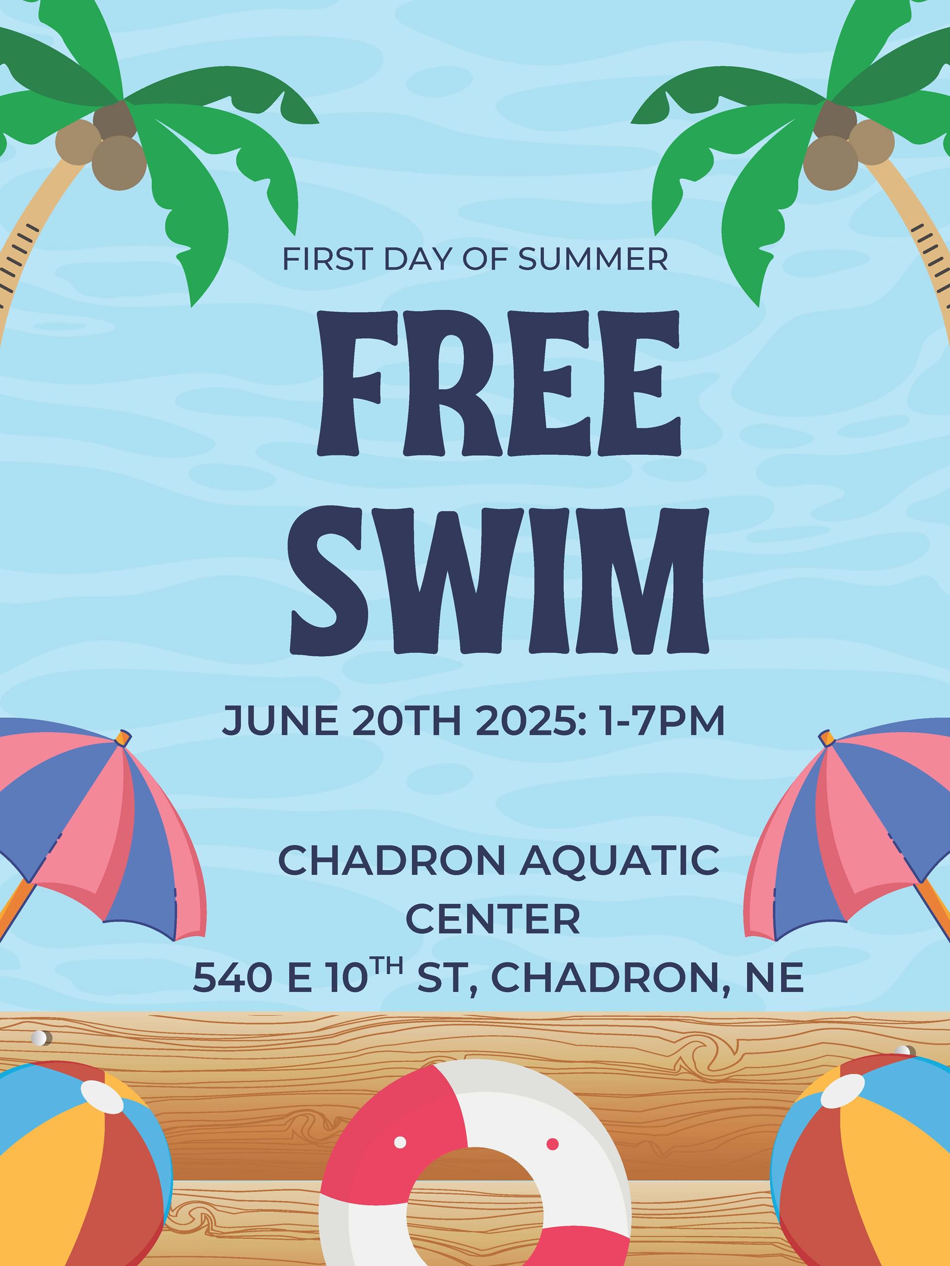 Green And Blue Illustrative Pool Party Poster